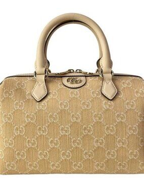GUCCI Ophidia Small Top Handle Bag 772061 Beige Jacquard Leather Handbag